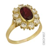 Anello oro diamanti 1ct e rubino 1,40ct