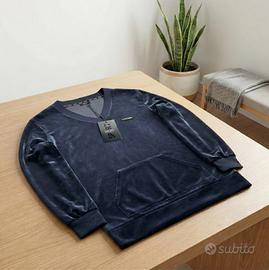 LIU JO SPORT, felpa V, blu, S, peluche