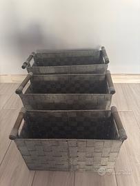Cestini portariviste in nylon grigio SET 3 PZ