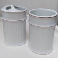 Set bagno Portaspazzolino e Bicchiere ceramica