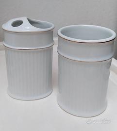 Set bagno Portaspazzolino e Bicchiere ceramica