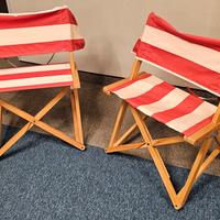 Sedie vintage in legno e tessuto brevettate A.R.S.