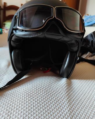 Casco Carburo retro con occhiali