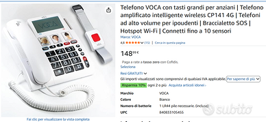 Telefono anziani 4G Braccialetto SOS Hotspot NUOVO