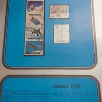 calndario con francobolli vintage 