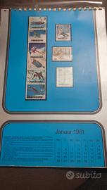 calndario con francobolli vintage 