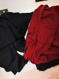 tessuto in puro Lino color Bordeaux e nero