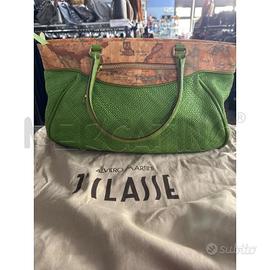 BORSA D ALVIERO MARTINI PELLE INTRECCIATA VERDE BR