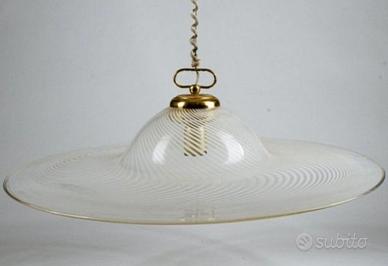 Lampada da soffitto in vetro di Murano trasparente