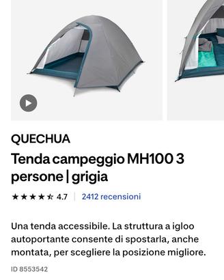 tenda decathlon mh100 x3