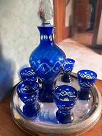Servizio da liquire vintage blu cobalto,