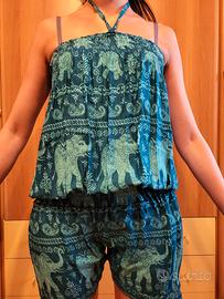 tuta jumpsuit corta arricciata 
