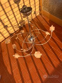 SET 2 LAMPADARI ACCIAIO + LAMPADE G9 DI RISERVA