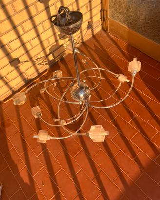 SET 2 LAMPADARI ACCIAIO + LAMPADE G9 DI RISERVA