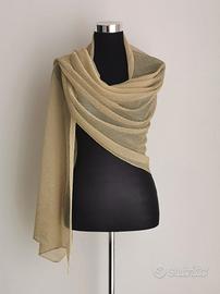 Stola Donna Coprispalle Velato Hijab Laminato Oro 