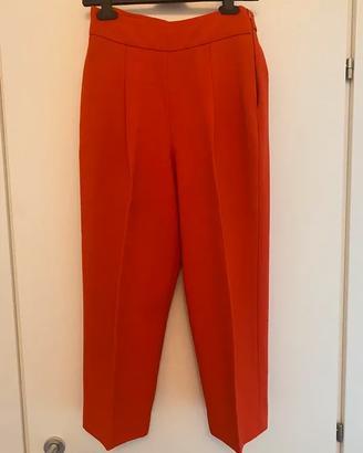 Pantaloni Zara Basic rossi a vita alta XS