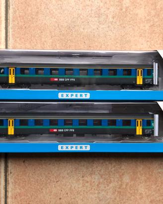 trenini PIKO coppia vagoni SBB pappagallo 96797 ab