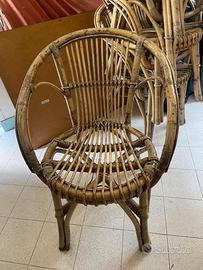 Sedie vintage in rattan e vimini stile parigino x8