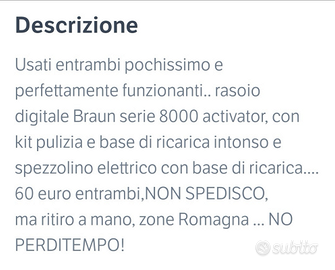 Spazzolino elettrico e rasoio Braun originali