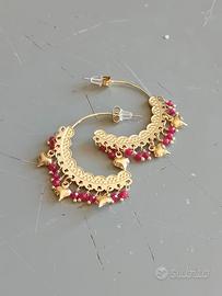 Orecchini Acciaio Dorato Bigiotteria Con Anello