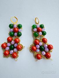 Orecchini giada e corallo