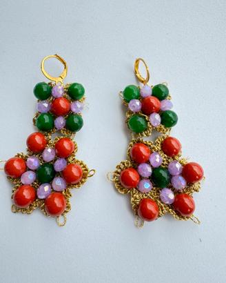 Orecchini giada e corallo