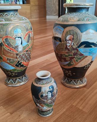 Coppia vasi cloisonné cinesi + vaso piccolo