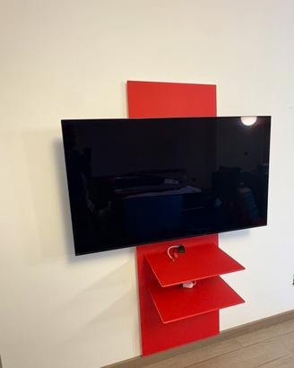 Porta tv design rosso in vetro PontiTerenghi
