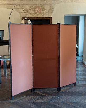 paravento in tessuto e legno d'inizio secolo
