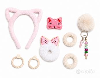 Set di fermagli per capelli Gattino Rosa 