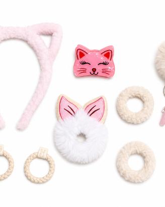 Set di fermagli per capelli Gattino Rosa 