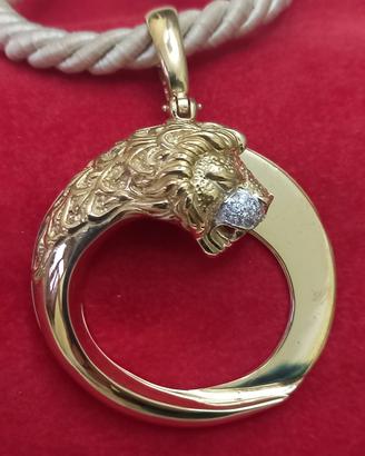 ciondolo leone in argento 925 placcato oro 18 Kt 