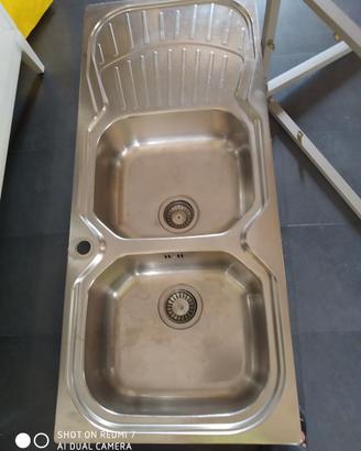 LAVANDINO CUCINA ACCIAIO DUE LAVELLI
