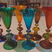 SET 6 BICCHERI VETRO MURANO Venini CHAMPAGNE FLUTE