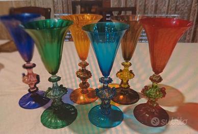 SET 6 BICCHERI VETRO MURANO Venini CHAMPAGNE FLUTE