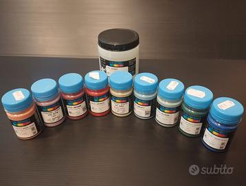 colori per ceramica ( engobbi ) + cristallina.