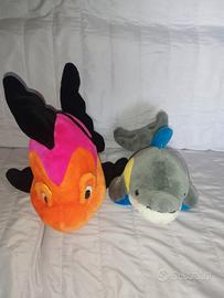 Peluche Pesce Arancione e Delfino Grigio