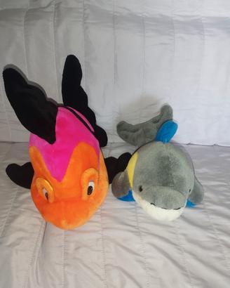 Peluche Pesce Arancione e Delfino Grigio