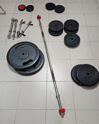 Pesi gommati con RACK e bilanciere