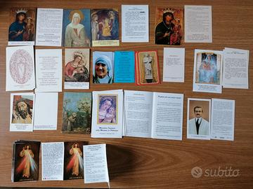 Lotto di 65 santini religiosi, Gesù, Madonna, ecc