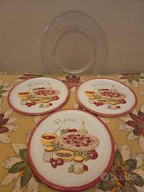 Set Pizza 4 Pezzi - 3 Piatti Ceramica Stovit 