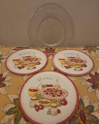 Set Pizza 4 Pezzi - 3 Piatti Ceramica Stovit 