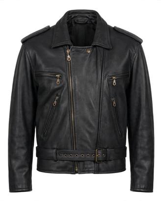 Giacca chiodo in vera pelle bovina nera Supreme