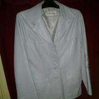 Giacca donna in vera pelle, color azzurro