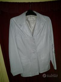 Giacca donna in vera pelle, color azzurro