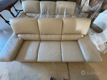 DIVANI VERA PELLE BEIGE MARTELLATA