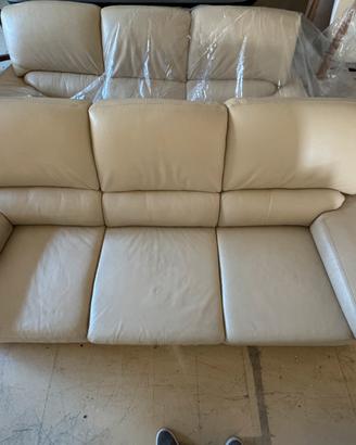 DIVANI VERA PELLE BEIGE MARTELLATA