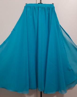 Gonna chiffon ruota  360° spacco danza  S Turchese