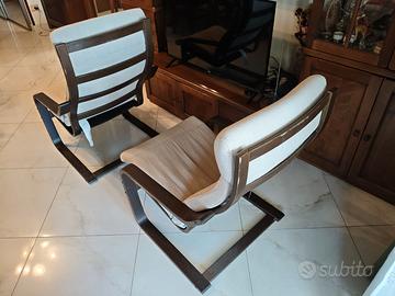 2 Poltrone IKEA POÄNG marroni con cuscini beige