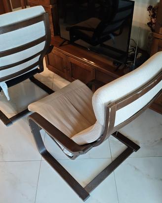 2 Poltrone IKEA POÄNG marroni con cuscini beige